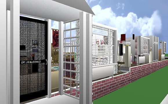 The Jeffrey MacDonald Case: CJ000241.JPG: Representation of the front of the Jeffrey MacDonald apartment, facing northeast